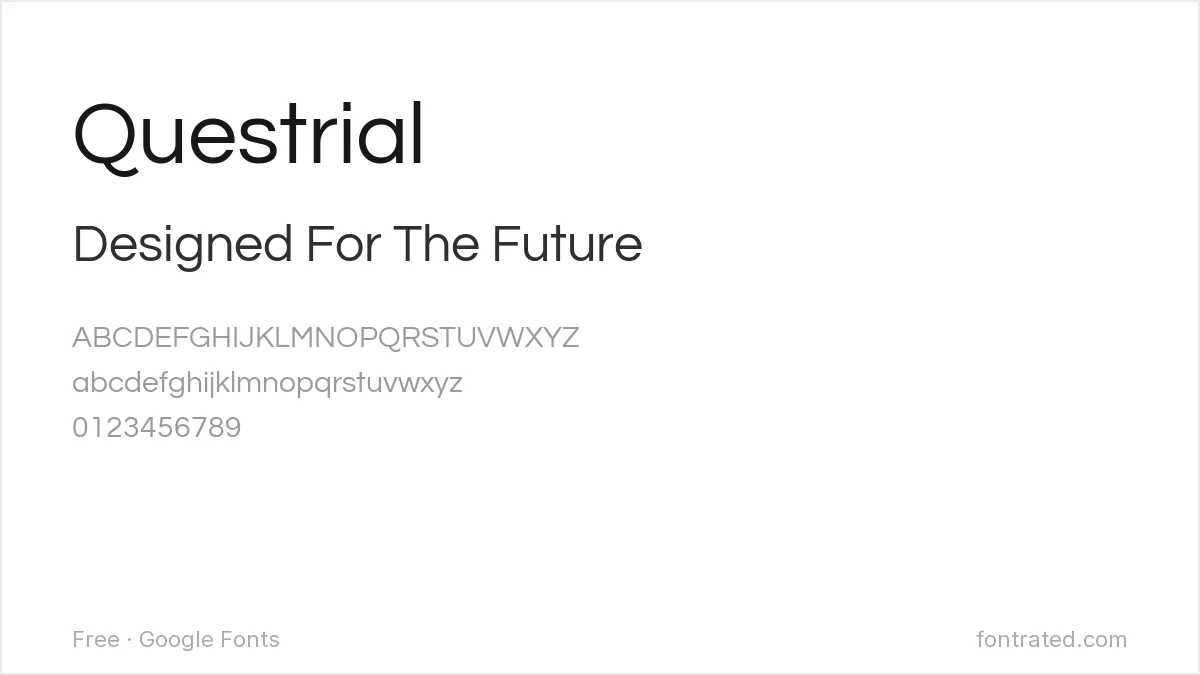 The Best Free Alternatives to Avenir (2026) 4 - FontRated Questrial Google Font specimen