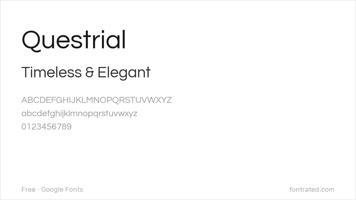 The Best Free Alternatives to Optima (2026) 4 - FontRated Questrial Google Font specimen