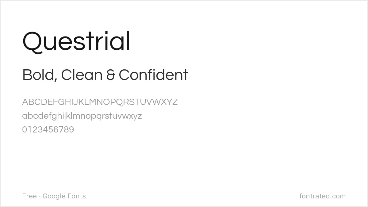 The Best Free Alternatives to Gotham (2026) 5 - FontRated Questrial Google Font specimen