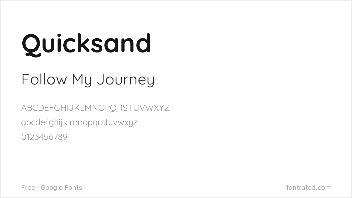 10 Best Free Fonts for Instagram & Social Media 11 - FontRated Quicksand Google Font specimen - alphabet and sample text preview