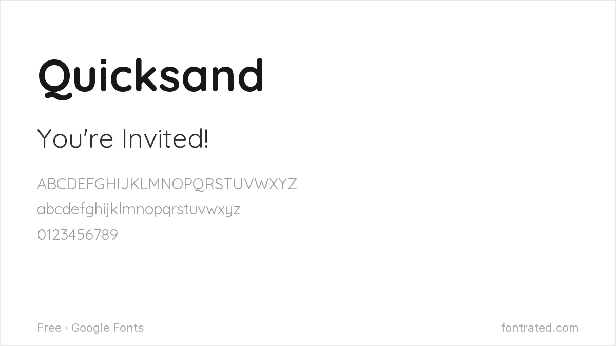 Best Free Fonts for Birthday & Baby Showers 11 - FontRated Quicksand Google Font specimen