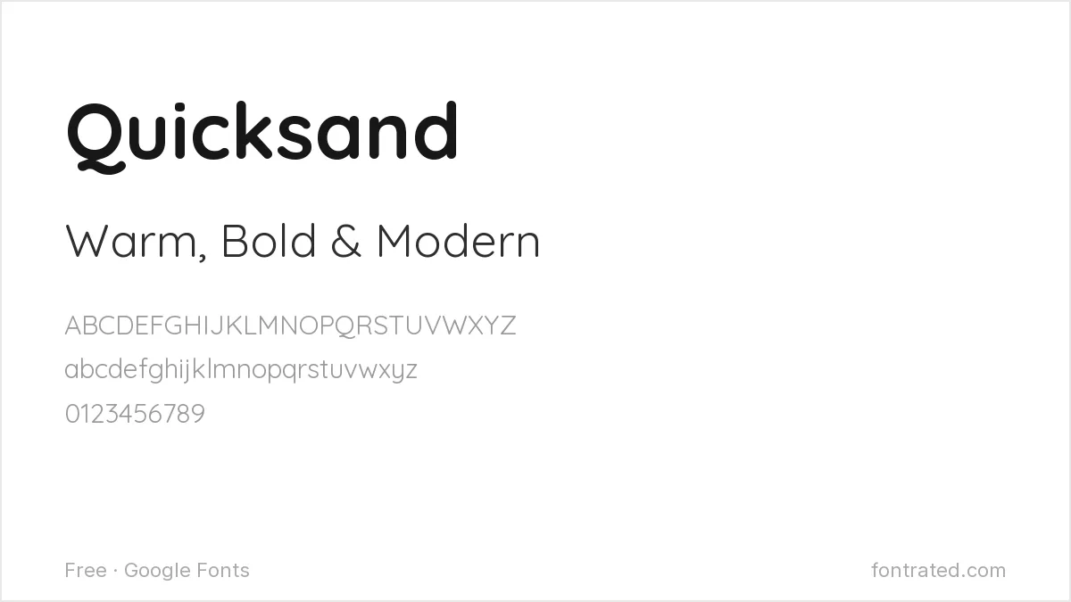 Free Alternatives to Brandon Grotesque (2026) 5 - FontRated Quicksand Google Font specimen