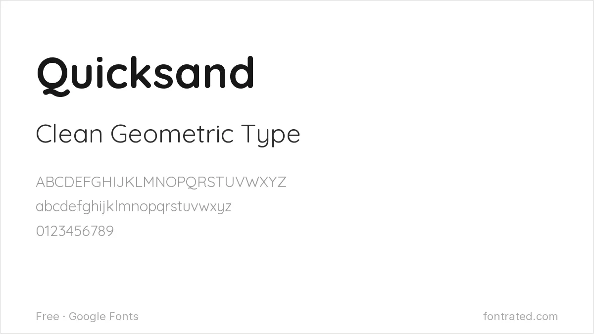 The Best Free Alternatives to Century Gothic (2026) 5 - FontRated Quicksand Google Font specimen