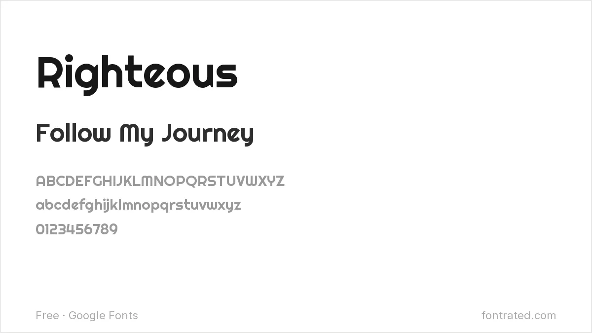 10 Best Free Fonts for Instagram & Social Media 9 - FontRated Righteous Google Font specimen - alphabet and sample text preview