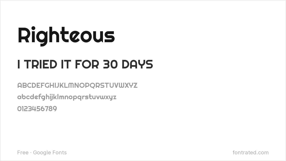 10 Best Free Fonts for YouTube Thumbnails 10 - FontRated Righteous Google Font specimen