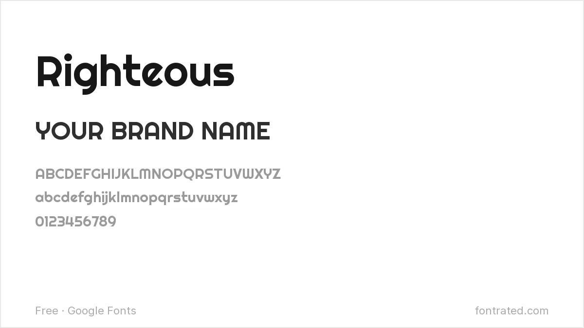 10 Best Free Fonts for Logo & Branding 6 - FontRated Righteous Google Font specimen - alphabet and sample text preview