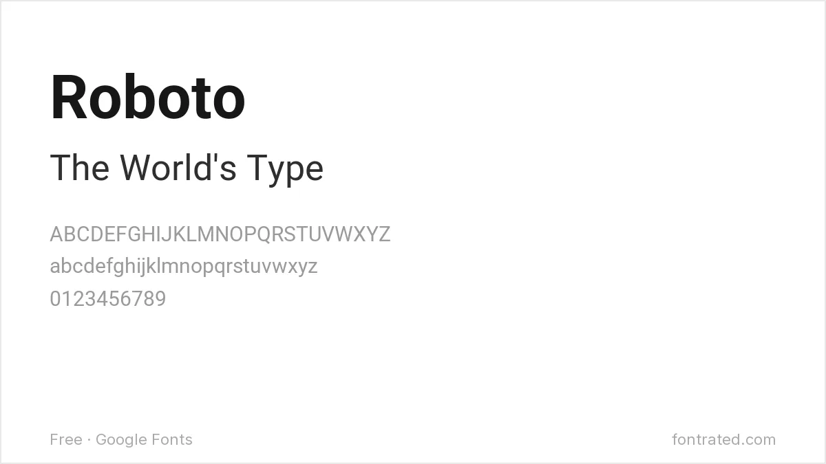 The Best Free Alternatives to Helvetica Neue (2026) 3 - FontRated Roboto Google Font specimen