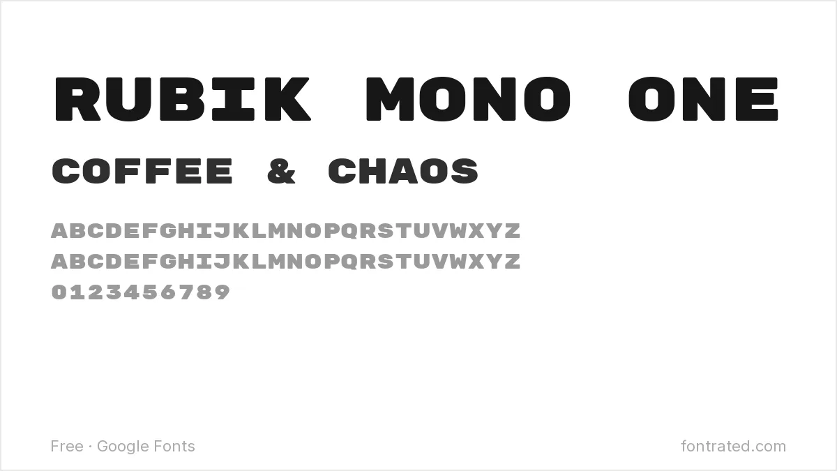 Rubik Mono One Google Font specimen