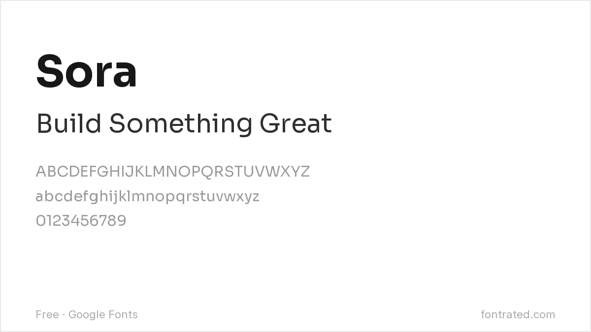 10 Best Free Fonts for Website Headers 2 - FontRated Sora Google Font specimen