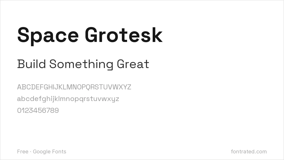 10 Best Free Fonts for Website Headers 3 - FontRated Space Grotesk Google Font specimen