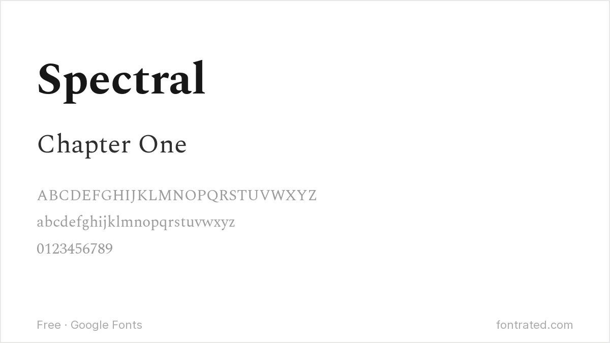 The Best Free Alternatives to Garamond Premier (2026) 6 - FontRated Spectral Google Font specimen