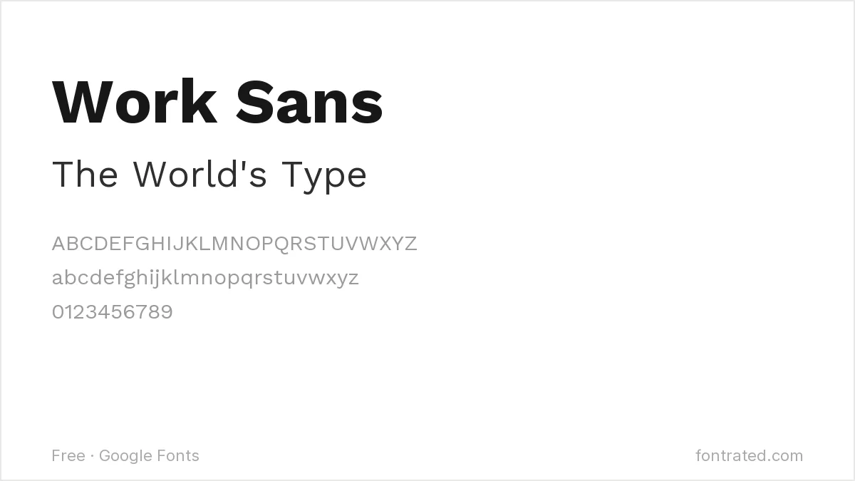 The Best Free Alternatives to Helvetica Neue (2026) 6 - FontRated Work Sans Google Font specimen