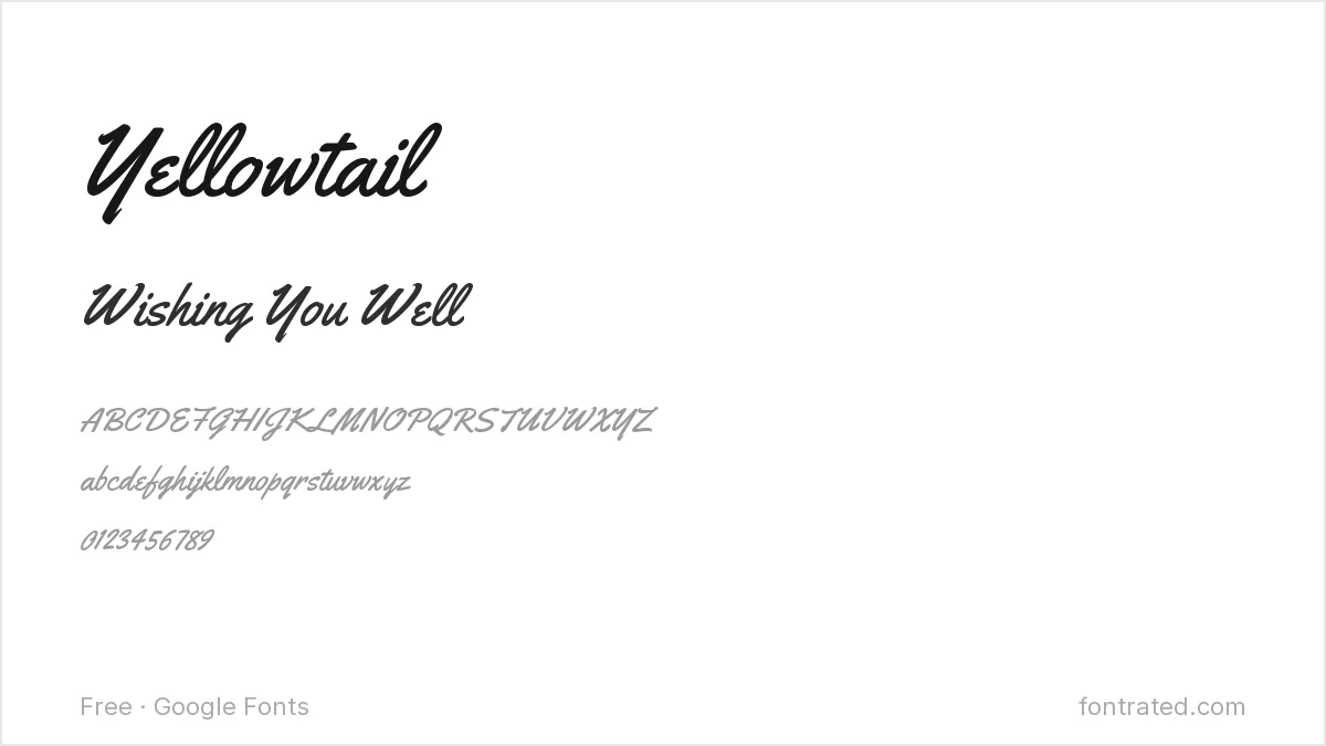 10 Best Free Fonts for Greeting Cards 9 - FontRated Yellowtail Google Font specimen